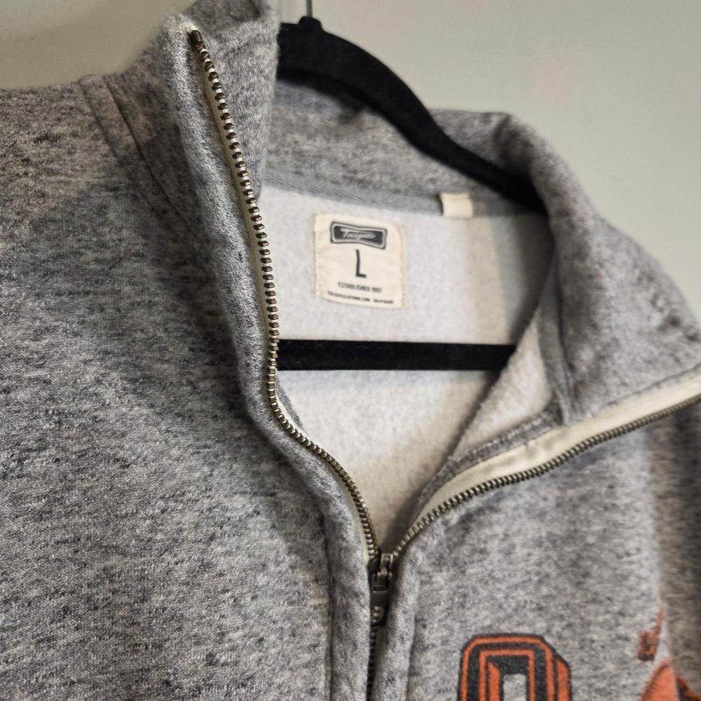 Tailgate Oklahoma State OSU NCAA Quarter Zip Sweatshirt Mens L Gray Fleece